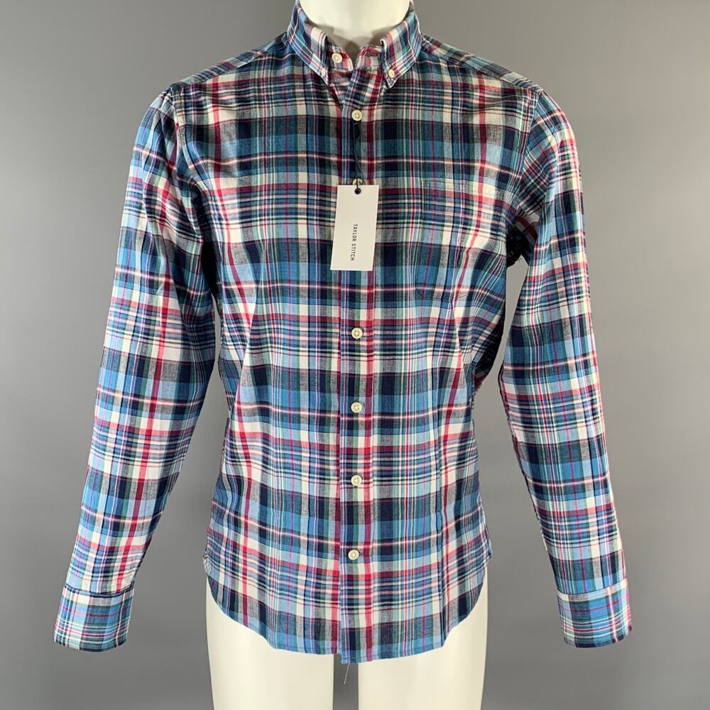 TAYLOR STITCH Size S Blue Multi-Color Plaid Cotton Button Down Long Sleeve Shirt